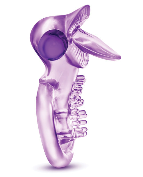 Blush Play With Me Lick it Vibrating Double Strap Cockring - Purple
