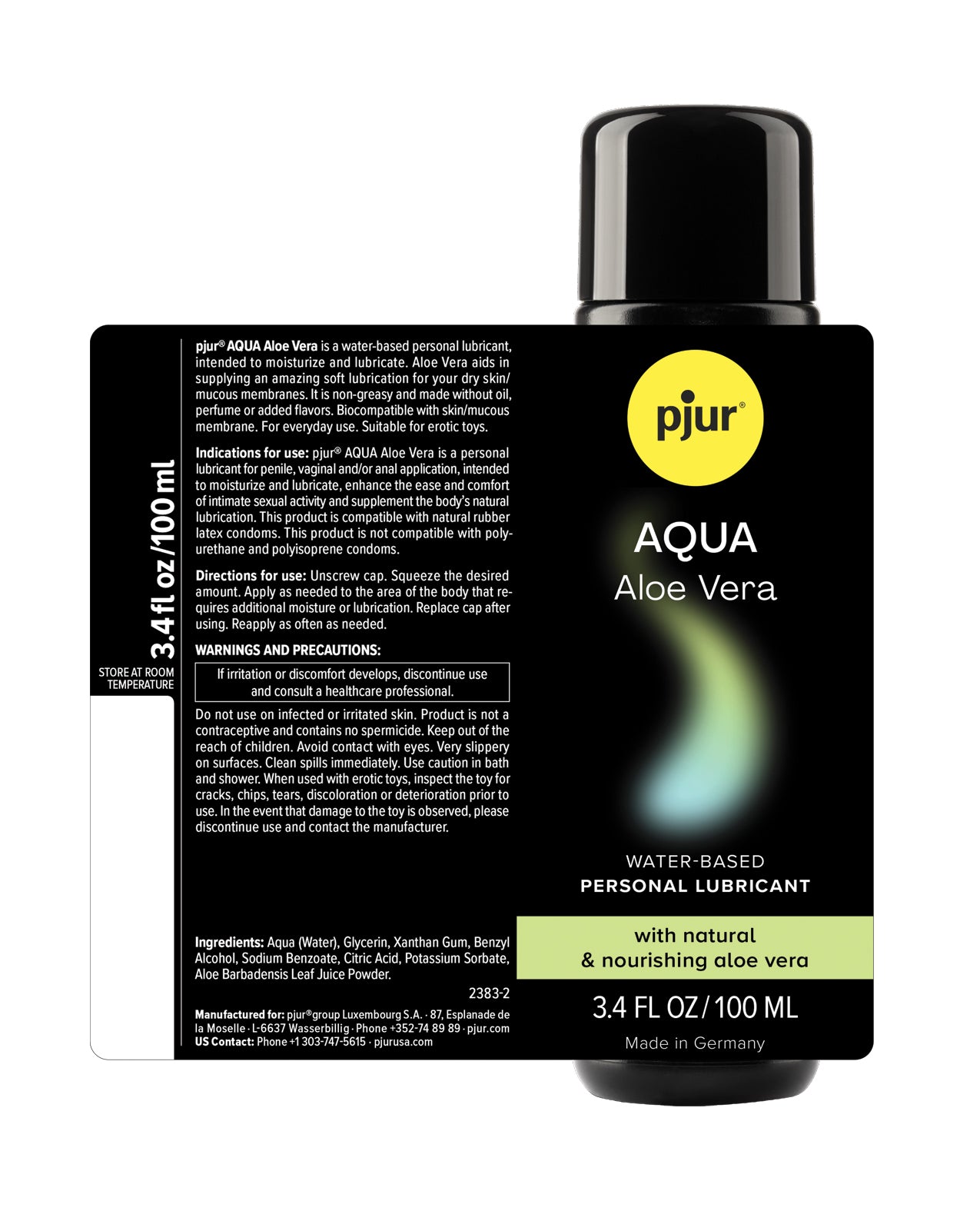 Pjur Aqua Aloe Vera Water Based Personal Lubricant - 100 ml Bottle