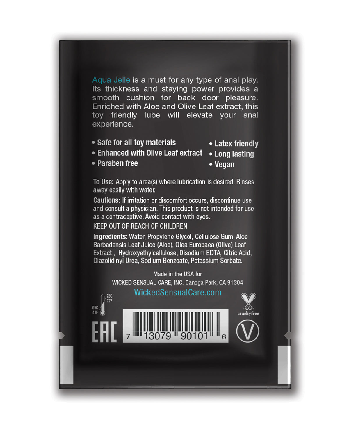 Wicked Sensual Care Jelle Water Based Anal Lubricant - .1 oz Fragrance Free